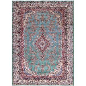 Aalam Hand Knotted <b>Wool</b> Rugs <b>Red</b> Orange Medallion Abstract Rectangle Hallway Patterns 3D Viscose Room Rug-Pae-5850 for Home Use - Product Image 1