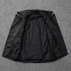 Gilet en cuir véritable Maille respirante avec fermeture éclair Gilet épais pour motocyclistes Plus Size Sleeveless Oversize Tall Fat Men Vest - Product Image 3