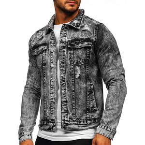 Veste personnalisée avec logo pour homme, nouvelle mode, doudoune avec fonction réversible, denim déchiré, style printemps et automne - Product Image 1