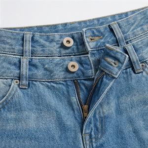Jeans surdimensionnés pour femmes, vente en gros de pantalons en denim, coton, jambes larges, taille haute, délavés, mode personnalisée, streetwear, pantalons décontractés pour femmes - Product Image 4
