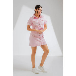 Robe en jean décontractée tendance pour femmes à vendre Nouvelle robe en jean tendance pour femmes à col rabattu au prix de gros à bas prix - Product Image 1