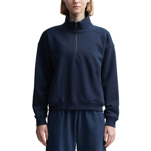 OEM ODM Pulls classiques en laine 100% pour femmes, tricots à col montant et fermeture éclair, hauts en tricot torsadé chauds et solides personnalisés pour femmes - Product Image 5