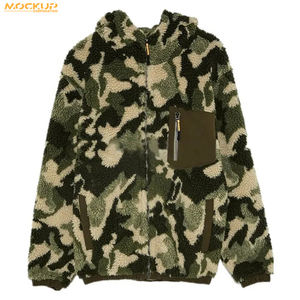 New Wholesale Custom Heavy Winter <b>Men</b> Shearling Jacket Fashion Fleece Camo <b>Sherpa</b> Zipper <b>Hoodies</b> for <b>Mens</b> - Product Image 5