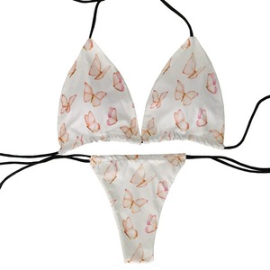 Ensembles de bikinis OEM solides, bikini de plage imprimé crâne galaxie champignon entrecroisé, deux pièces de fond triangle à bretelles spaghetti réglables - Product Image 6
