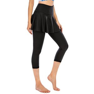 Collants de gymnastique taille haute, leggings de yoga longs avec jupe attachée, leggings en bambou - Product Image 2