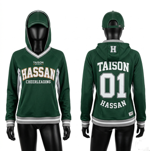 Hoodie d'entraînement pour femmes en molleton de coton et polyester premium 320 GSM, couleur turquoise et noir - Product Image 5