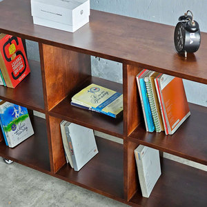 Étagère décorative mobile portable à 6 compartiments KS68211, 100x30x65cm, style minimaliste, en bois de caoutchouc - Product Image 5