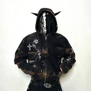 Sweat à capuche unisexe avec strass, streetwear hip-hop, cristal diamant, hiver, 100% coton, logo personnalisé, fournisseur en gros - Product Image 3