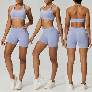 ชุดกางเกงขาสั้นกีฬาวิ่งโยคะเอวสูงของผู้หญิงผ้าสแปนเด็กซ์/ โพลีเอสเตอร์เนื้อนุ่มระบายอากาศได้ดีป้องกันไฟฟ้าสถิตย์ - Product Image 6