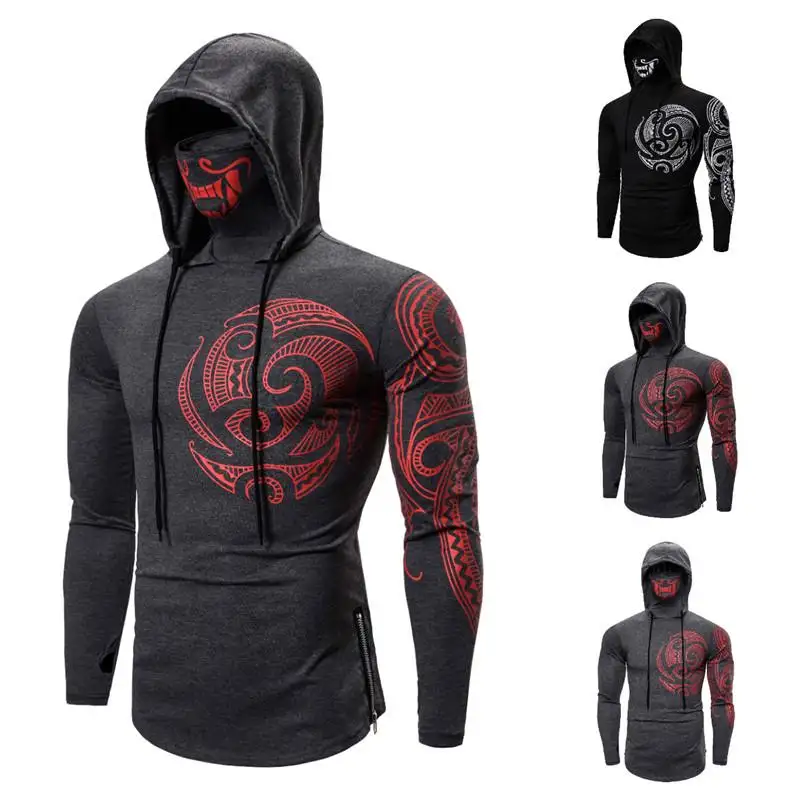 Plain Printed Stylish Men Fitted Custom Ninja Hoodie Hot Sale Turtle Pullover Hoodie With Face Cover