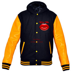 Chaqueta universitaria bordada con logotipo personalizado para mujer, chaqueta de béisbol con letras forrada de lana transpirable, de punto acolchado, venta al por mayor - Product Image 6