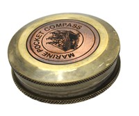 Mini boussole de poche vintage en laiton de 2 pouces, style nautique, étui en cuir, portable, légère, pour le camping, la randonnée, les voyages, avec poème gravé