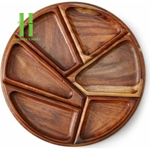 Ensemble de plateaux en bois bols de service au chocolat et aux biscuits vaisselle en gros bol assiette OEM couleurs tailles personnalisées du Vietnam faites à la main - Product Image 6