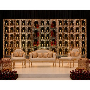 Panel Decorativo Jhronka Ligero y Personalizable para Escenario de Nikah, Marcos de Madera Premium para Escenario de Boda Dorado - Product Image 1