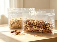 Sachets Doypack pour emballage alimentaire, en plastique transparent, personnalisables, refermables, à fond plat, avec poignée et fermeture éclair