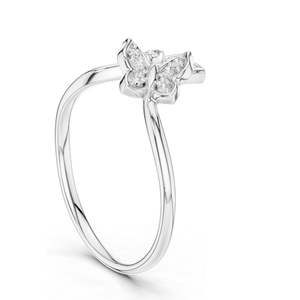Bague papillon en diamant de laboratoire de 0,102 ct pour femmes, clarté VVS-VS EF, or 18 carats, 14 carats, 10 carats et argent 925, rose, jaune - Product Image 5