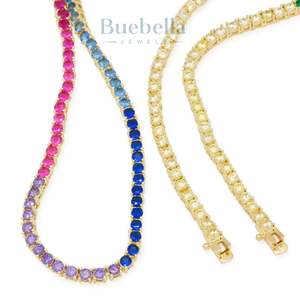 Venta caliente 925 Plata 14K Chapado en oro 3mm Moissanite Diamond Cadena de tenis para hombres Collares de hombres Premium - Product Image 2