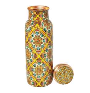 Copper <b>Bottle</b> for Drinking Milk Floral Sticker Enameled Copper <b>Bottle</b> Mango <b>Shake</b> & Lemon Juice Drinking Copper <b>Bottle</b> - Product Image 6