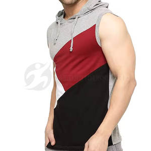 Sudaderas con capucha de hombros acanalados sin mangas teñidas lisas de invierno multicolor con embalaje personalizado sin mangas de secado rápido para hombres - Product Image 4