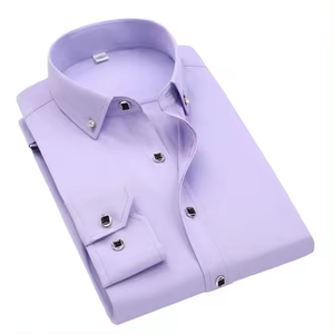 Chemises respirantes de haute qualité pour hommes | Chemise à manches longues coupe ajustée de luxe pour vêtements de bureau formels décontractés | Chemise pour homme en coton - Product Image 1