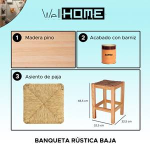WELL HOME Panca da Giardino Rustica in Legno, Design Quadrato Basso con Finitura Verniciata, Dimensioni 32.5x32.5x48.5 cm - Product Image 2