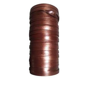 Venta al por mayor de cordón de cuero de vaca metálico de cobre plano de 5mm proveedor indio para componentes de pulsera y collar de joyería - Product Image 2