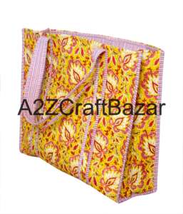 Sac fourre-tout quotidien pour femme, 100% coton pur, rayé, écologique, matelassé, fait main, style indien bohème, à porter à l'épaule, pour le shopping, le bureau - Product Image 5