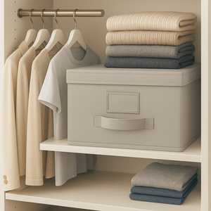 Scatole portaoggetti in 3 pezzi in tessuto Beige 40x50x25 cm organizer pieghevoli contenitori per abiti salvaspazio - Product Image 3