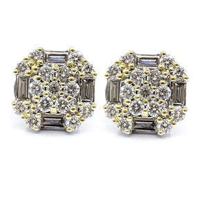 Prix usine bijoux brillant haut de gamme 18k solide or jaune diamant naturel forme carrée admirable boucle d'oreille pour fille - Product Image 1