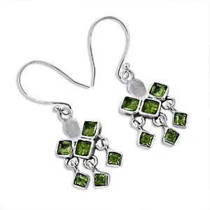 Boucles d'oreilles pendantes tendance pour femmes en argent 925 et or 14 carats, pierre précieuse péridot, forme de lune verte, plaqué or rose, bijoux, pierre principale en diamant - Product Image 2