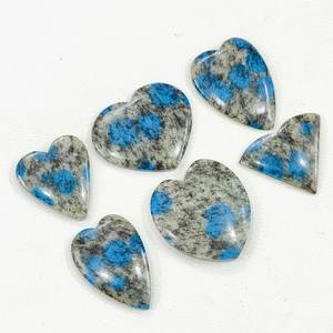 พลอยอะซูไรต์ทรงหลังเบี้ยรูปหัวใจ K2สวย6ชิ้นทั้งสองด้านเป็นพลอยขนาด25ถึง30มม. เป็นของขวัญสำหรับการทำเครื่องประดับของเธอ - Product Image 3