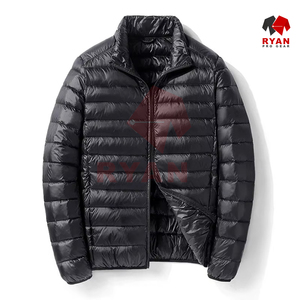 Chaqueta acolchada con capucha a prueba de viento impermeable sólida tejida personalizada para hombre invierno al aire libre cómodo brillante - Product Image 3