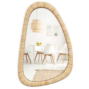 Cadre de miroir en rotin rustique tissé à la main de style bohème pour intérieurs de maison confortables - Product Image 6