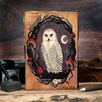 Carnet de Voyage Vintage Imprimé Hibou, Fait Main, en Cuir Véritable, Planificateur Quotidien et Mensuel, Halloween