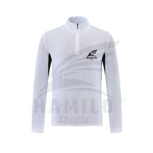 Quick Dry Poliéster Liso Manga larga Sports Quarter Zip Top 100% poliéster Media cremallera Sudadera - Product Image 1