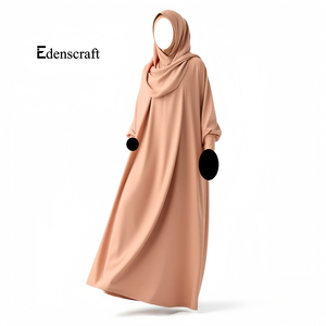 Abaya élégante et modeste pour femmes, en polyester uni, longueur au sol, design simple, manches longues, tissu doux, prière islamique - Product Image 6