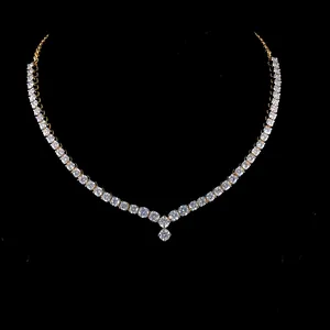 经典定制设计18克拉黄金实验室生长钻石项链HPHT CVD SI-FG，适合婚礼上最畅销的女性