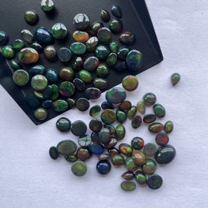 4mm 6mm 8mm Naturel Noir Opale Éthiopienne Pierre Lisse Ovale Ronde Poires Cabochon Pierres Précieuses Lâches Coussin Semi Précieux Opales de Feu - Product Image 1