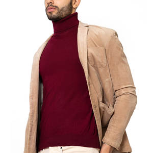 Pull-over à manches longues à col haut personnalisé pour hommes tricots en coton grande taille à la mode pour l'hiver décoration de logo solide - Product Image 5