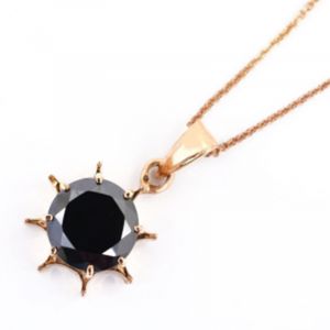 จี้เพชรเม็ดกลมสำหรับผู้หญิงดีไซน์รูปดวงอาทิตย์ประดับเพชรสีดำ - Product Image 3