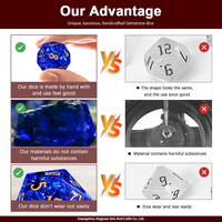 Jeu de dés polyédriques dragons et donjons personnalisés bleu royal K9 dés de crack faits à la main en cristal avec jeu complet (D4-D20) tailles 16mm/20mm