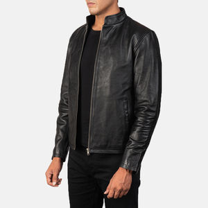 Veste en cuir véritable pour hommes de haute qualité col montant saison d'hiver matériau respirant prix bon marché - Product Image 3