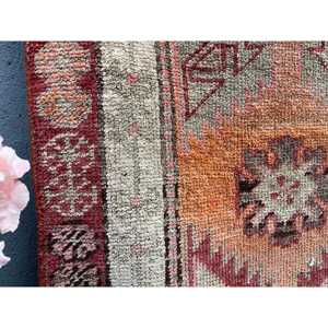 Vintage 2.6x12.8 ft <b>Runner</b> Rug, Turkish Rug, Herki <b>Red</b> Ikat Rug - Product Image 4