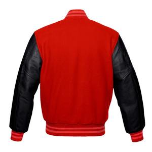 แจ็คเก็ตหนังแท้สไตล์ Letterman Varsity College Bomber สีน้ำเงิน แขนหนังวัวแท้สีดำ - Product Image 6