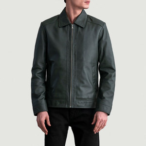 NIMBORO SPORTSWEAR <b>Men's</b> Genuine <b>Leather</b> Mandarin Collar Zip Front Regular Fit Quick Dry Breathable Anti-UV Eco-Friendly <b>Jacket</b> - Product Image 4