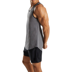 2022 Men's Solid Workout Vest Crew Neck Blank Knitted Polyester Cotton Breathable Quick Dry Anti-Pilling Gym Fitness Tank Top - Product Image 4