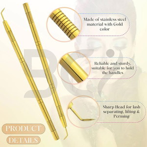 Kit de recourbe-cils en acier inoxydable couleur or, avec peigne de séparation pour extensions de cils - Product Image 2