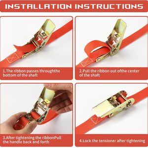 <span class=keywords><strong>Sangle</strong></span> <span class=keywords><strong>à</strong></span> <span class=keywords><strong>cliquet</strong></span> en polyester/nylon de 1 pouce, 2 m x 25 mm, capacité de charge de 500 kg, <span class=keywords><strong>sangle</strong></span> de contrôle de cargaison réglable - Product Image 4