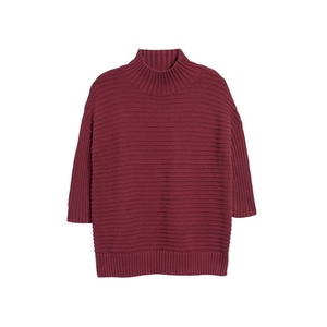 Maglione tunica da donna Lena Mozart Rib in cotone con collo a lupetto di French Connection in Berry Blush - Product Image 1