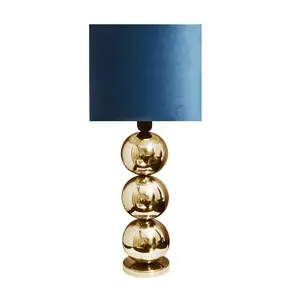 Retro Small Size Creative Luxury Two Golden Ball Metal Base Decorative Bedside Table Lamp With Black Lampshade For Bedroom